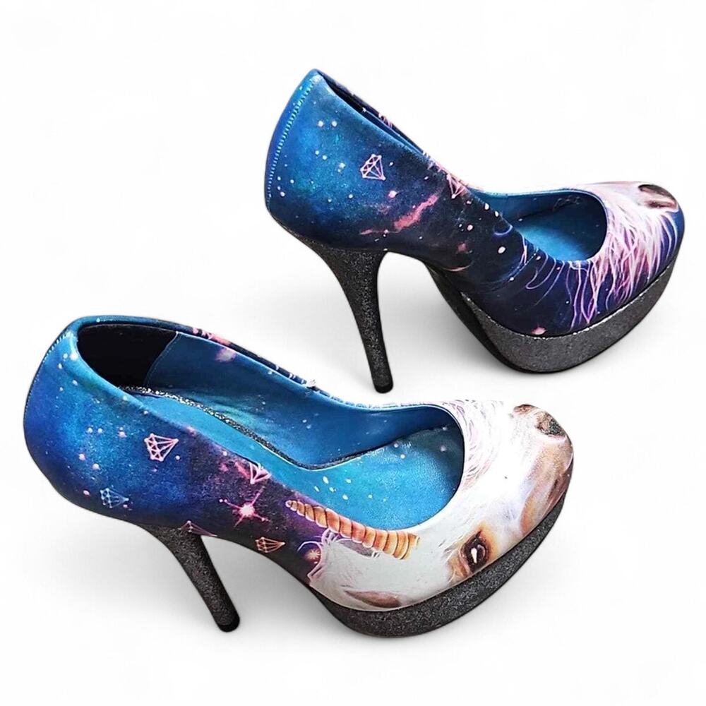 New in Box Abbey Dawn Unicornopia Platform Heels Navy Sz 5